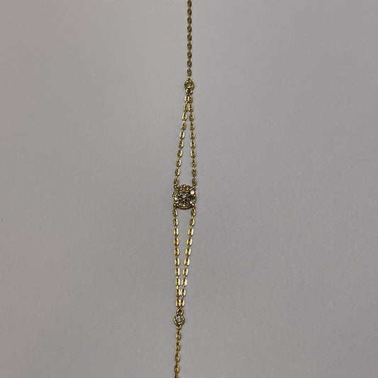 double chain bracelet in yellow gold - إسورة