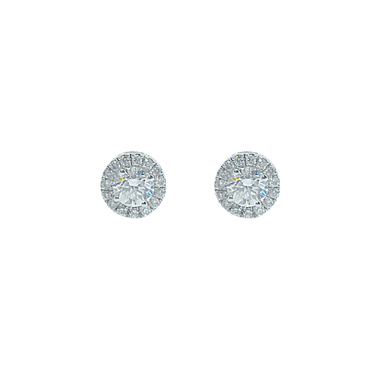 0.8 TCW Round Brilliant Halo Studs - أقراط - Luxury Diamond Jewelry shop Dubai - SABA DIAMONDS