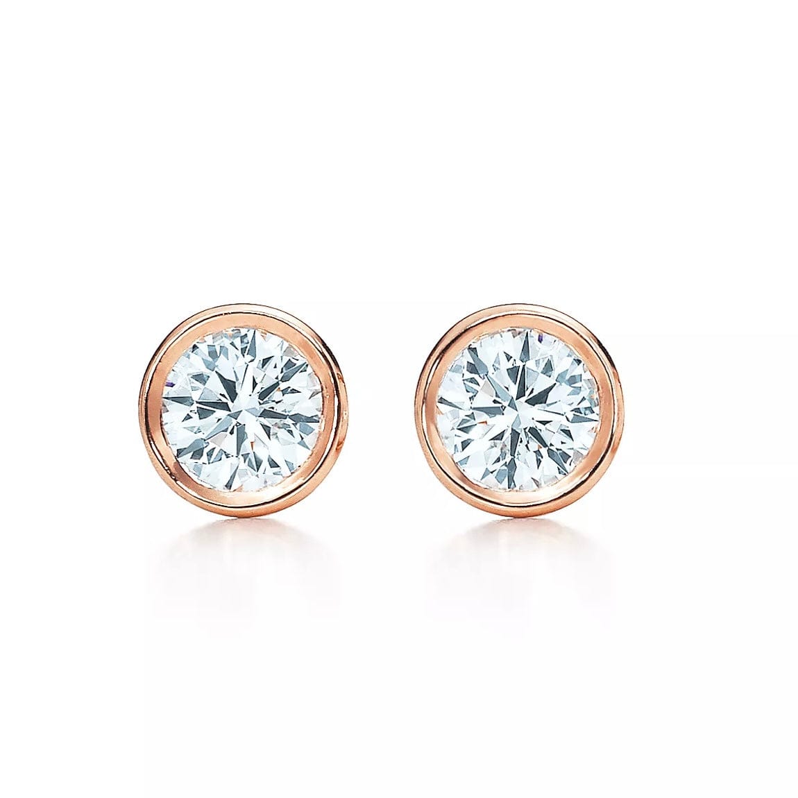 Bezel Stud Earrings in Rose Gold - Medium - أقراط - Luxury Diamond Jewelry shop Dubai - SABA DIAMONDS