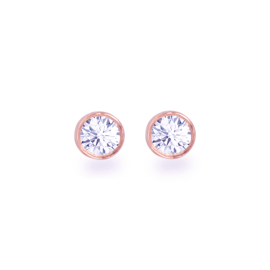 Bezel Stud Earrings in Rose Gold - Medium - أقراط - Luxury Diamond Jewelry shop Dubai - SABA DIAMONDS