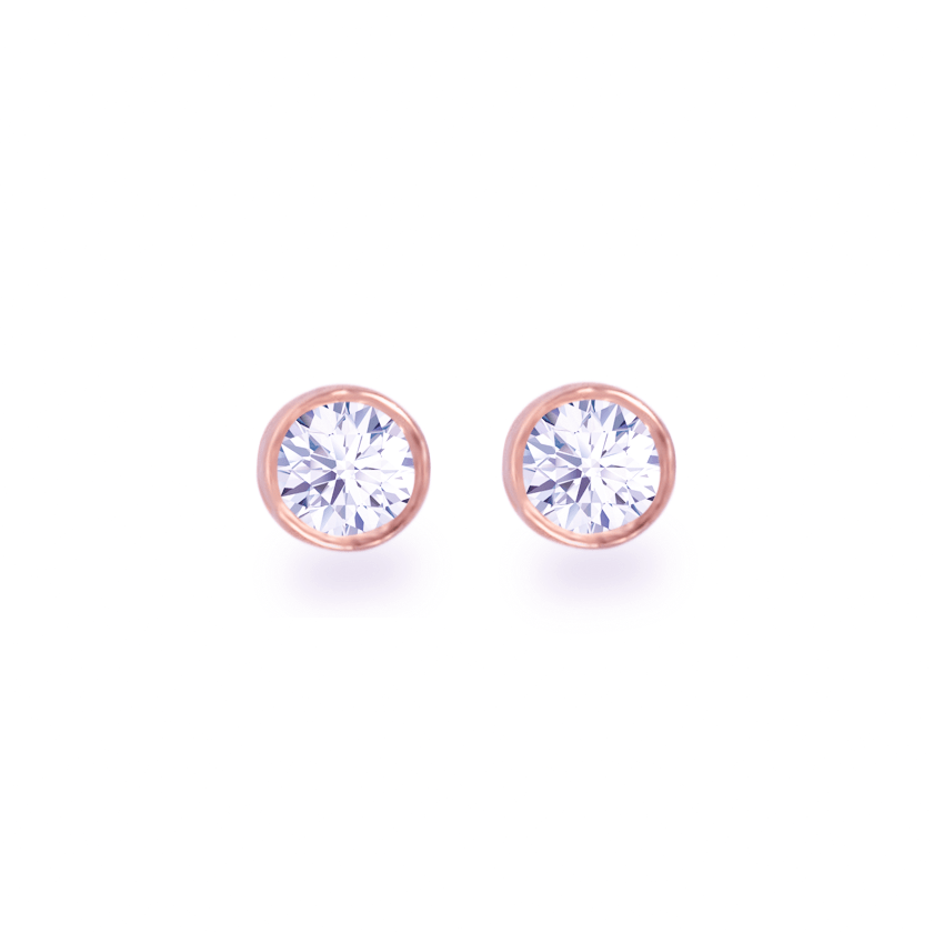 Bezel Stud Earrings in Rose Gold - Small - أقراط - Luxury Diamond Jewelry shop Dubai - SABA DIAMONDS