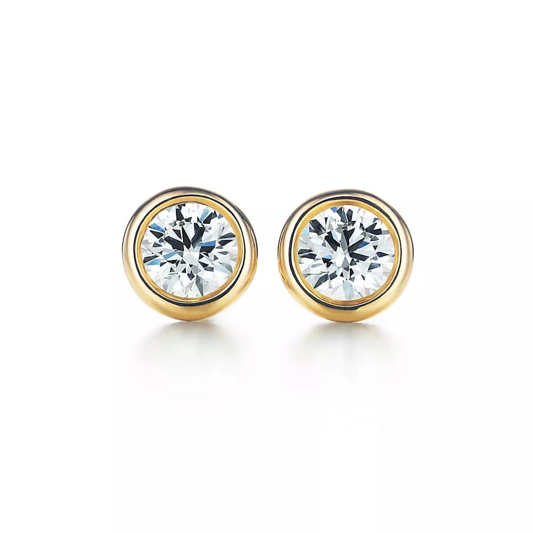 Bezel Stud Earrings in Yellow Gold - Large - أقراط - Luxury Diamond Jewelry shop Dubai - SABA DIAMONDS