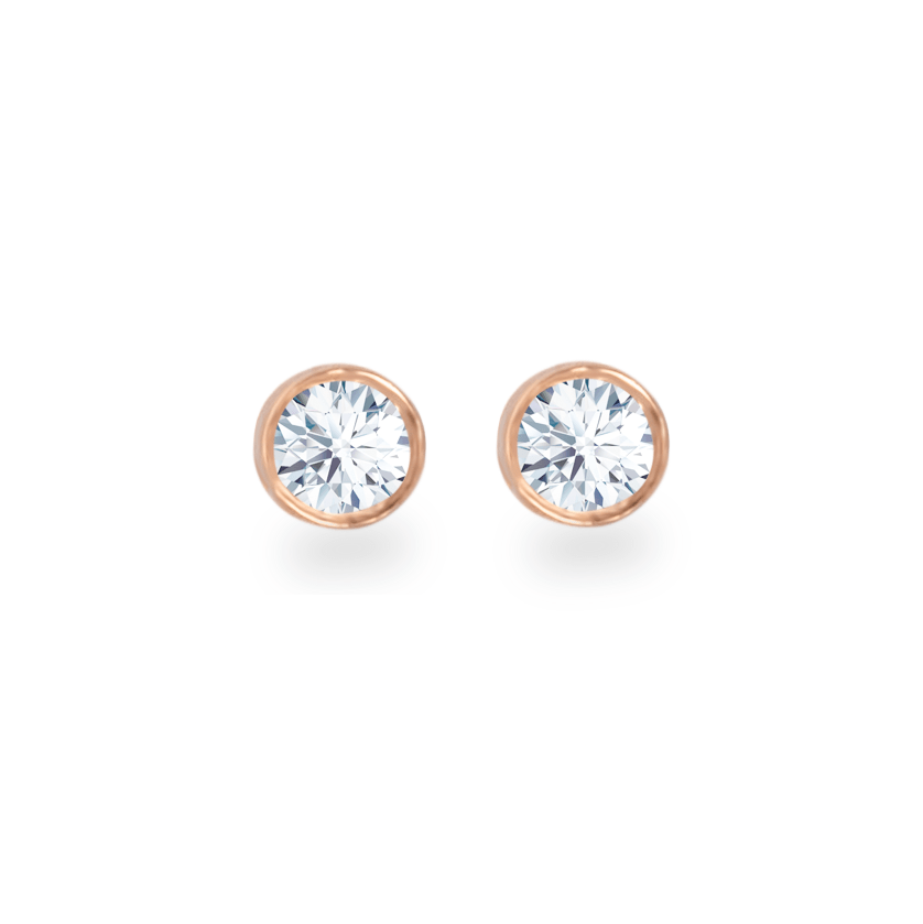 Bezel Stud Earrings in Yellow Gold - Large - أقراط - Luxury Diamond Jewelry shop Dubai - SABA DIAMONDS