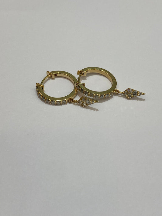 Dangling Hoops Earrings Yellow Gold & Diamond أقراط
