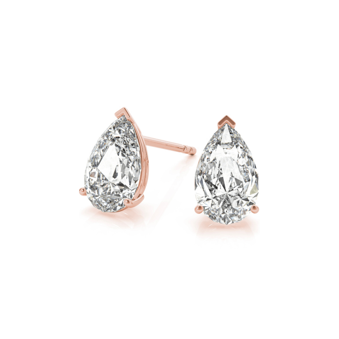 Pear Cut Diamond Studs in Rose Gold - أقراط - Luxury Diamond Jewelry shop Dubai - SABA DIAMONDS