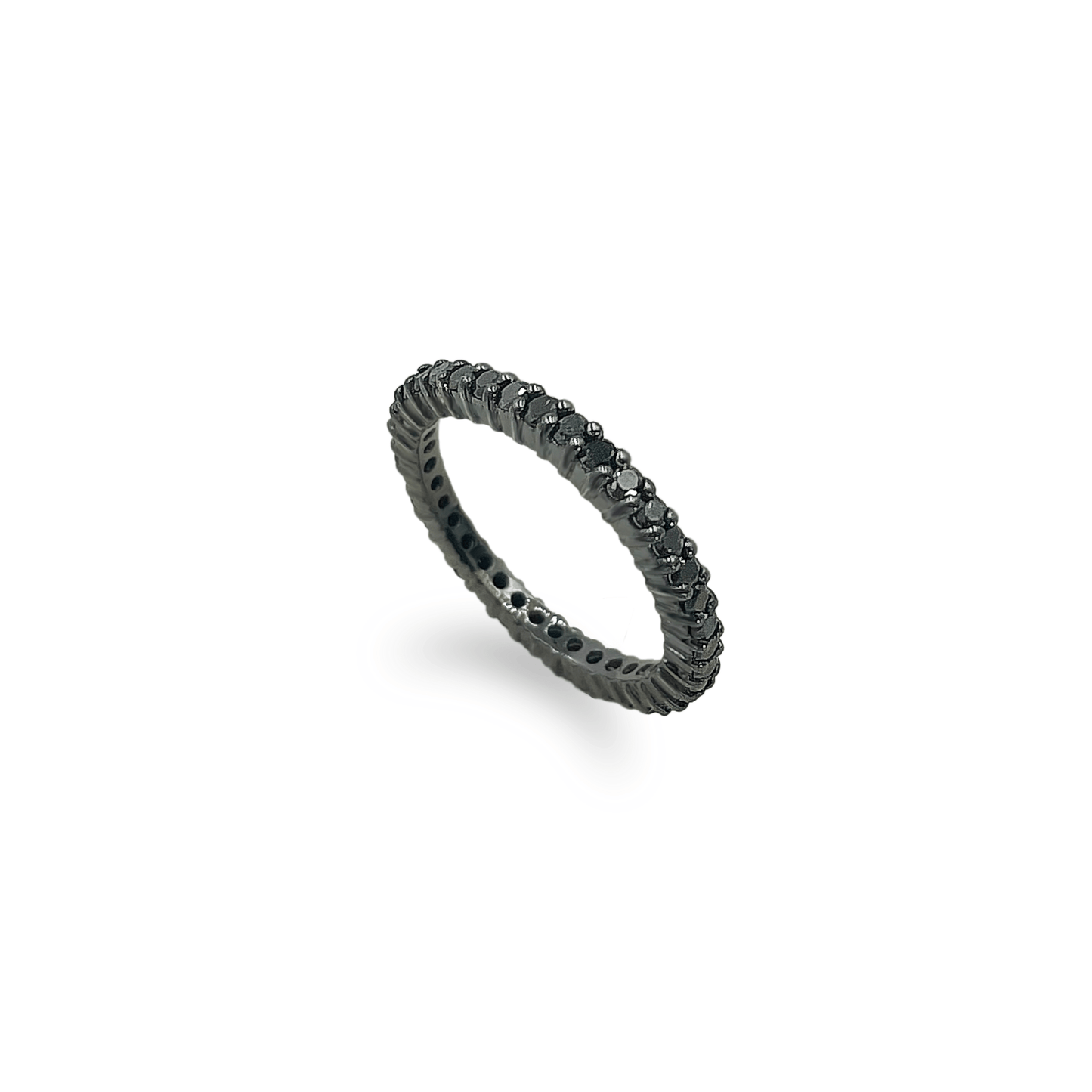 Black Gold 4 Pointer Black Diamond Eternity Band - جرس - Luxury Diamond Jewelry shop Dubai - SABA DIAMONDS