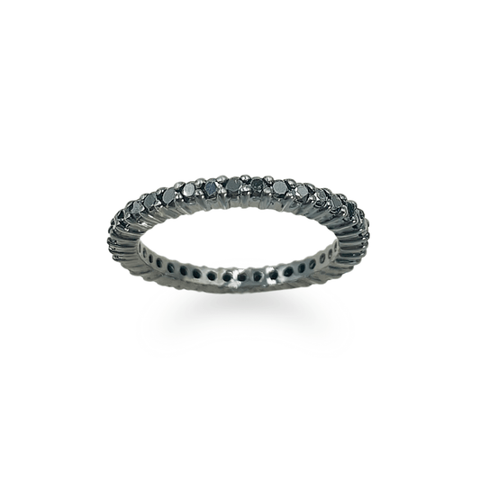 Black Gold 4 Pointer Black Diamond Eternity Band - جرس - Luxury Diamond Jewelry shop Dubai - SABA DIAMONDS