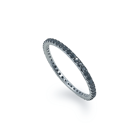 White Gold 1.5 Pointer Black Diamond Eternity Band - جرس - Luxury Diamond Jewelry shop Dubai - SABA DIAMONDS