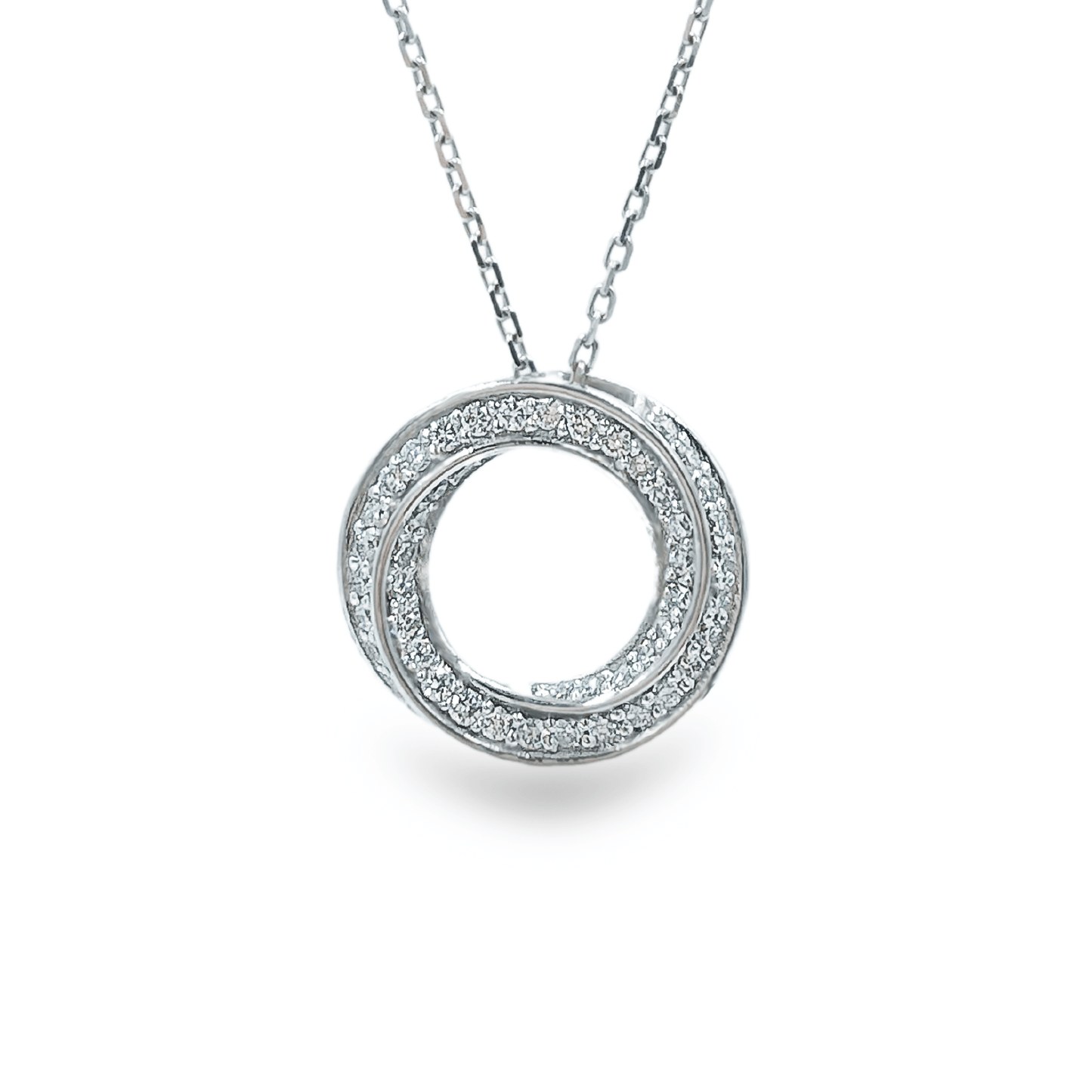 Twirling Pave Diamond Pendant in White - قلادة - Luxury Diamond Jewelry shop Dubai - SABA DIAMONDS