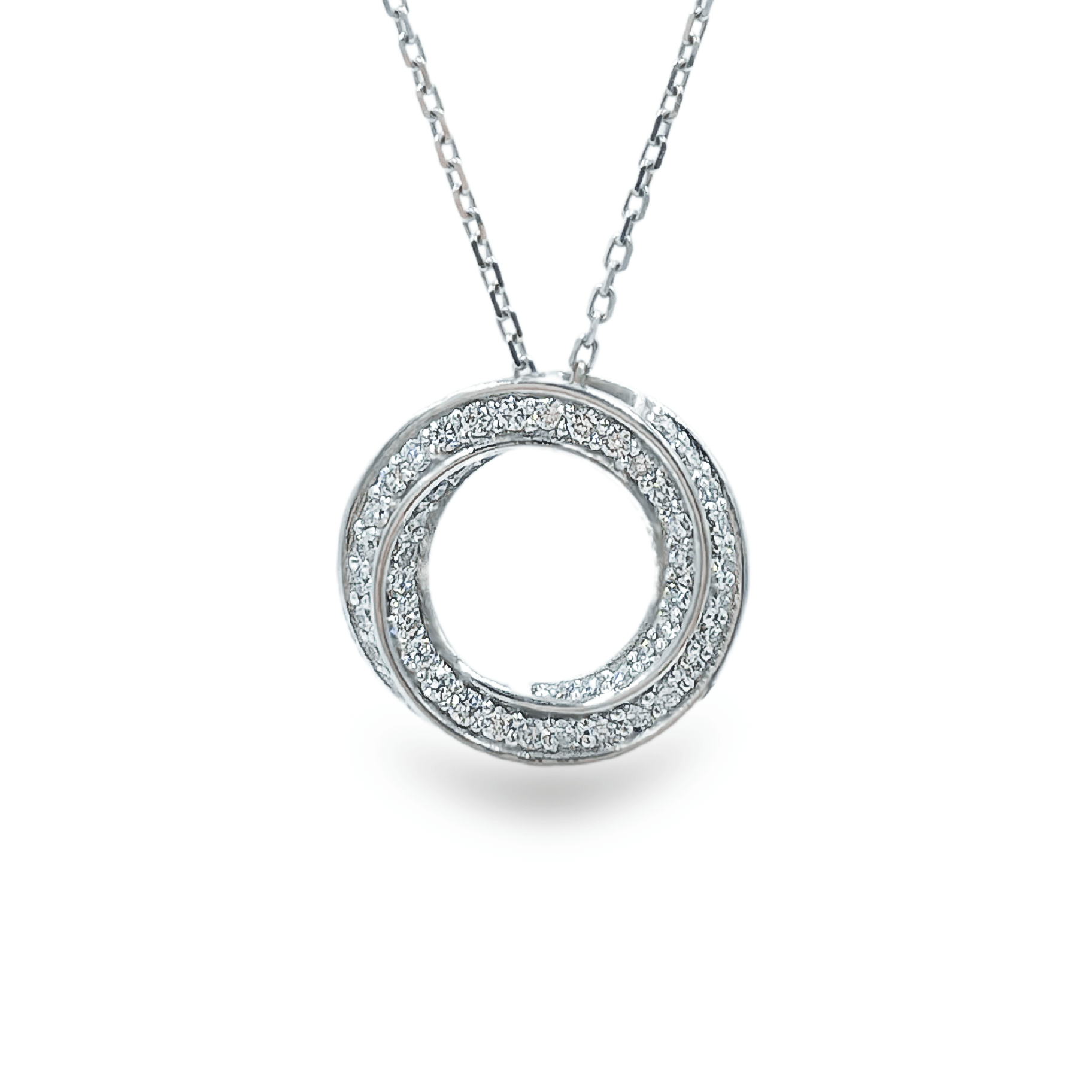 Twirling Pave Diamond Pendant in White - قلادة - Luxury Diamond Jewelry shop Dubai - SABA DIAMONDS