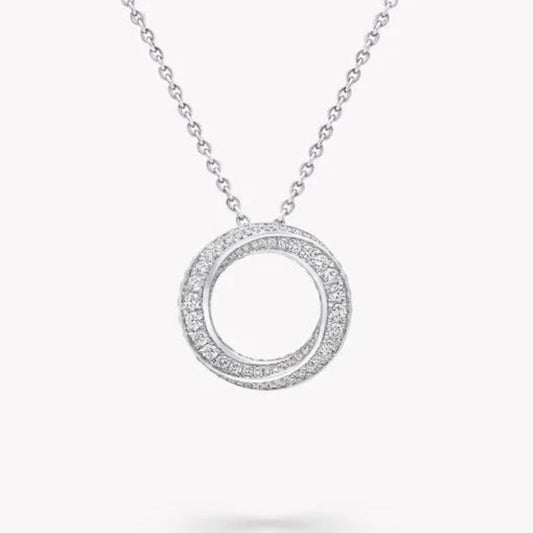 Twirling Pave Diamond Pendant in White - قلادة - Luxury Diamond Jewelry shop Dubai - SABA DIAMONDS