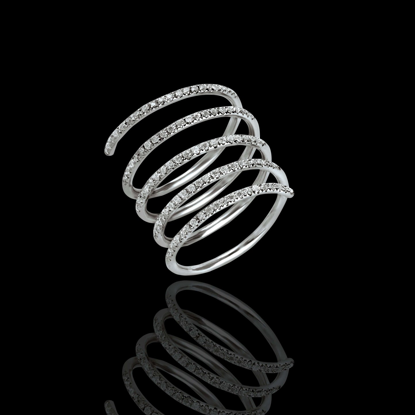 Diamond and 18k White Gold Spring Ring - saba diamonds