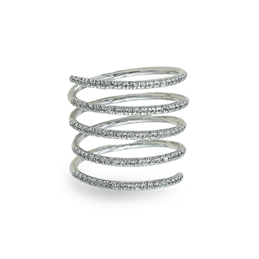 Diamond and 18k White Gold Spring Ring- جرس - Luxury Diamond Jewelry shop Dubai - SABA DIAMONDS