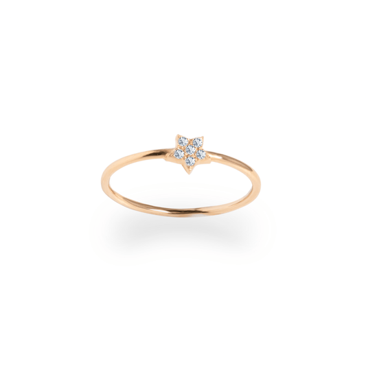 Diamond Star Ring in Yellow Gold- جرس - Luxury Diamond Jewelry shop Dubai - SABA DIAMONDS