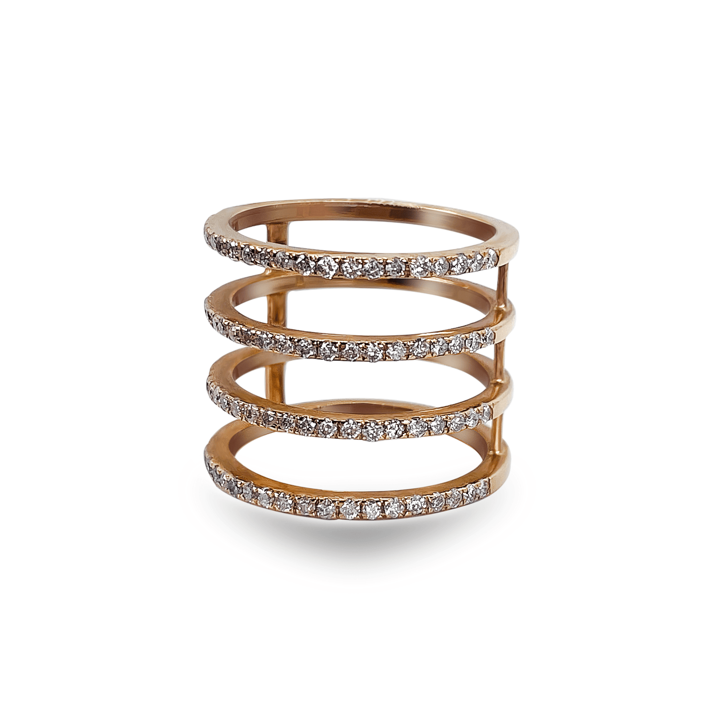 Rose Gold Four Row Half Eternity Ring- جرس - Luxury Diamond Jewelry shop Dubai - SABA DIAMONDS