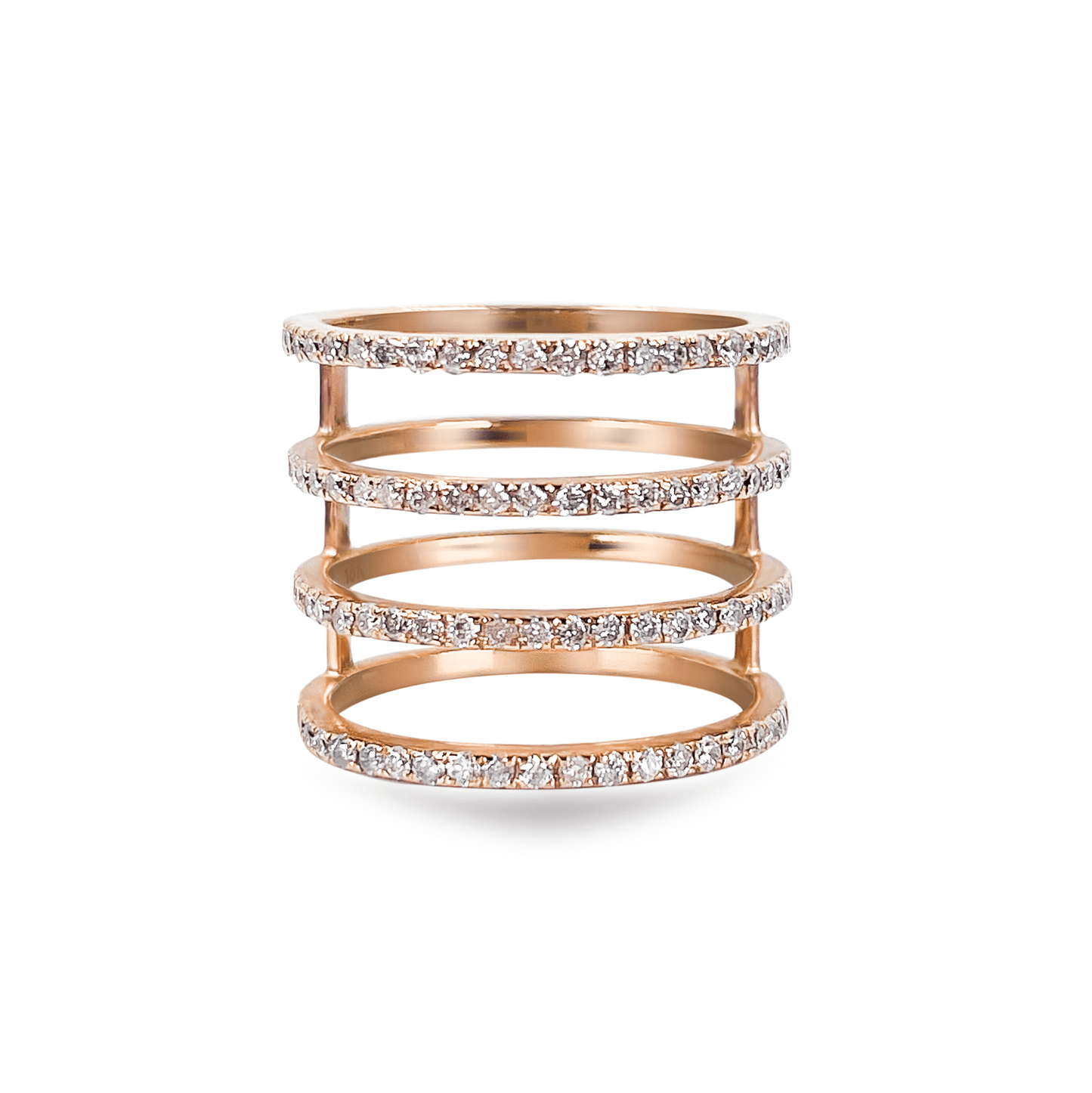 Rose Gold Four Row Half Eternity Ring- جرس - Luxury Diamond Jewelry shop Dubai - SABA DIAMONDS