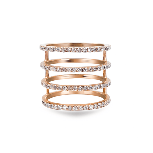 Rose Gold Four Row Half Eternity Ring- جرس - Luxury Diamond Jewelry shop Dubai - SABA DIAMONDS