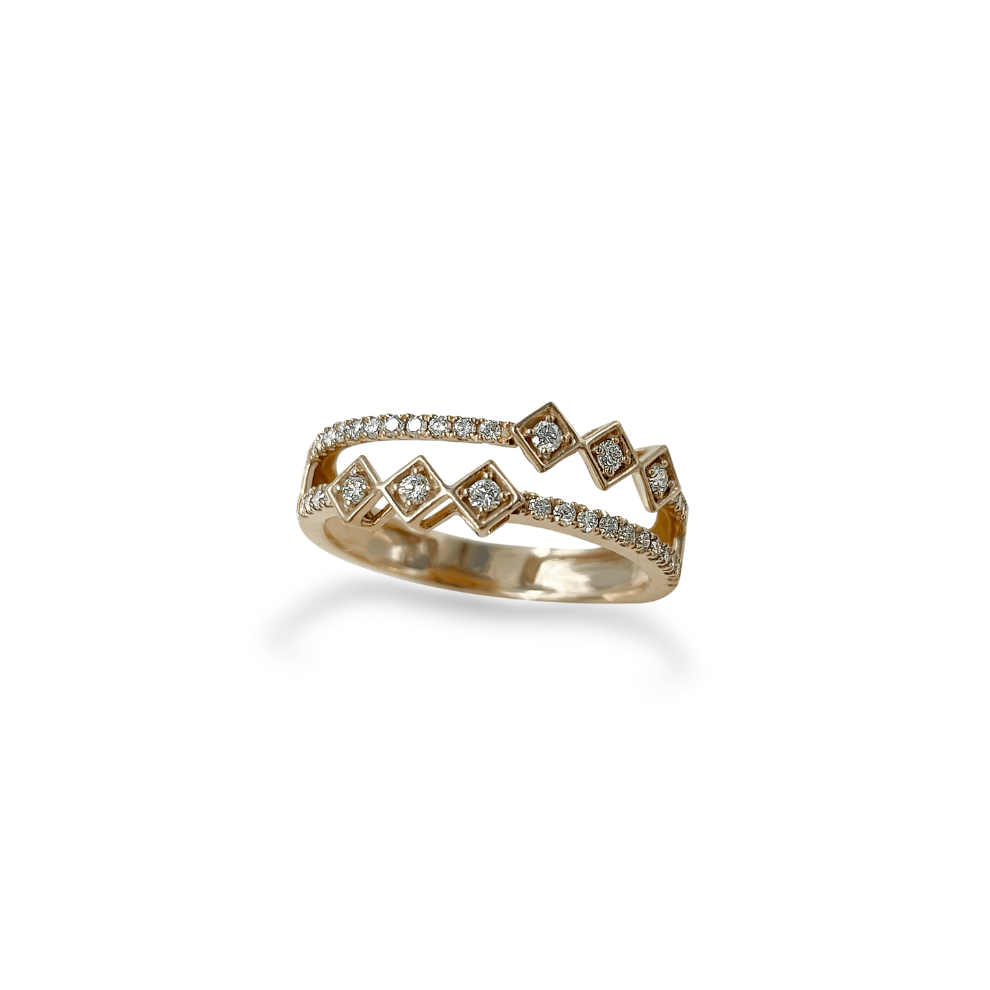 Scintillation Double Band Diamond Ring In Rose- جرس - Luxury Diamond Jewelry shop Dubai - SABA DIAMONDS