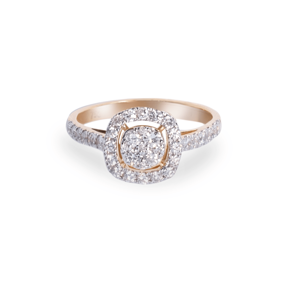 saba diamonds Rings Yellow gold cushion illusion with halo ring 2.378g 0.60 cts - جرس