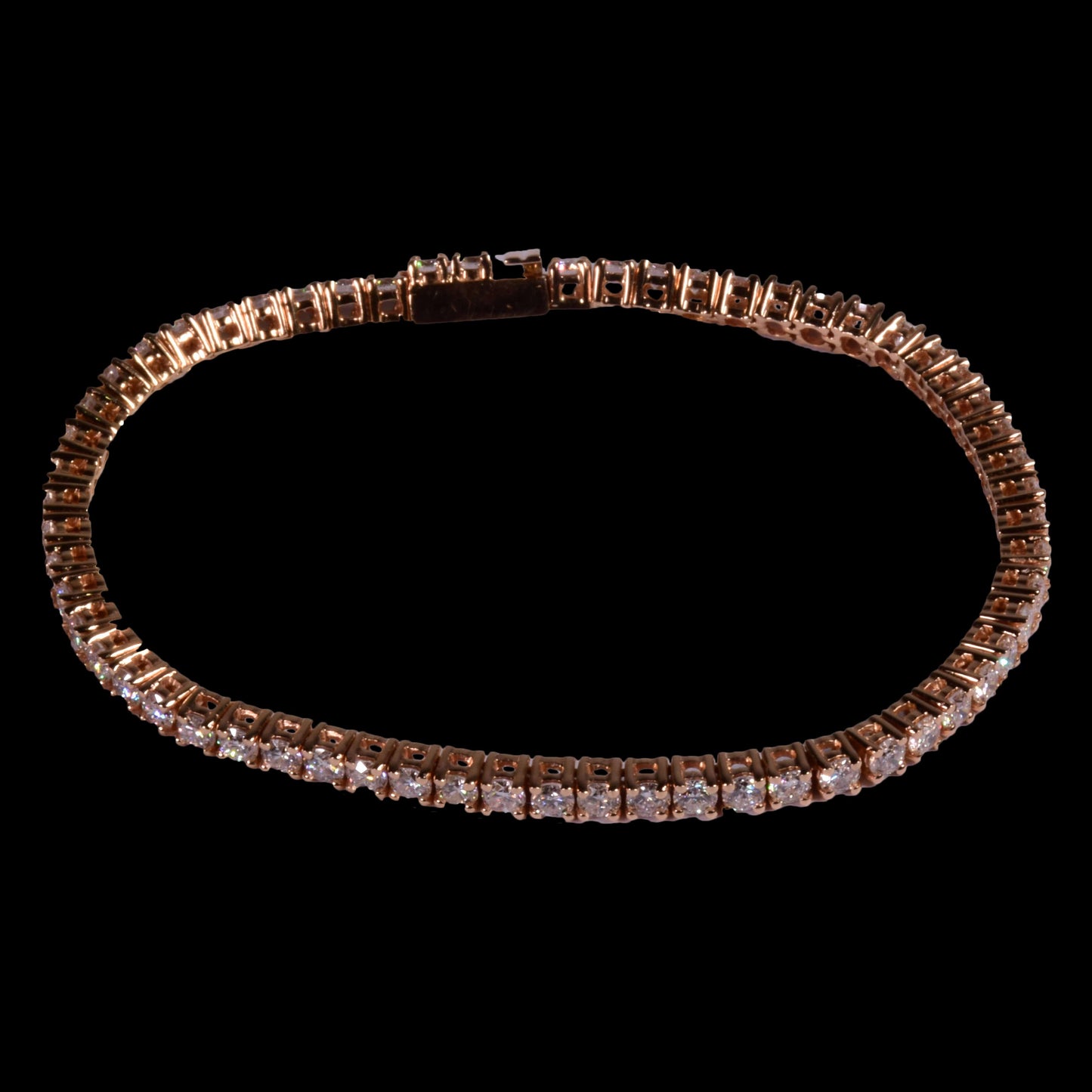 8 Pointer 4.8 ctw Round Diamond Tennis Bracelet in 18k Rose Gold - saba diamonds
