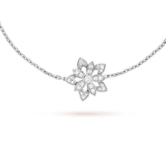 Flower bracelet in 18k white gold 0.21 ctw - إسورة - Luxury Diamond Jewelry shop Dubai - SABA DIAMONDS