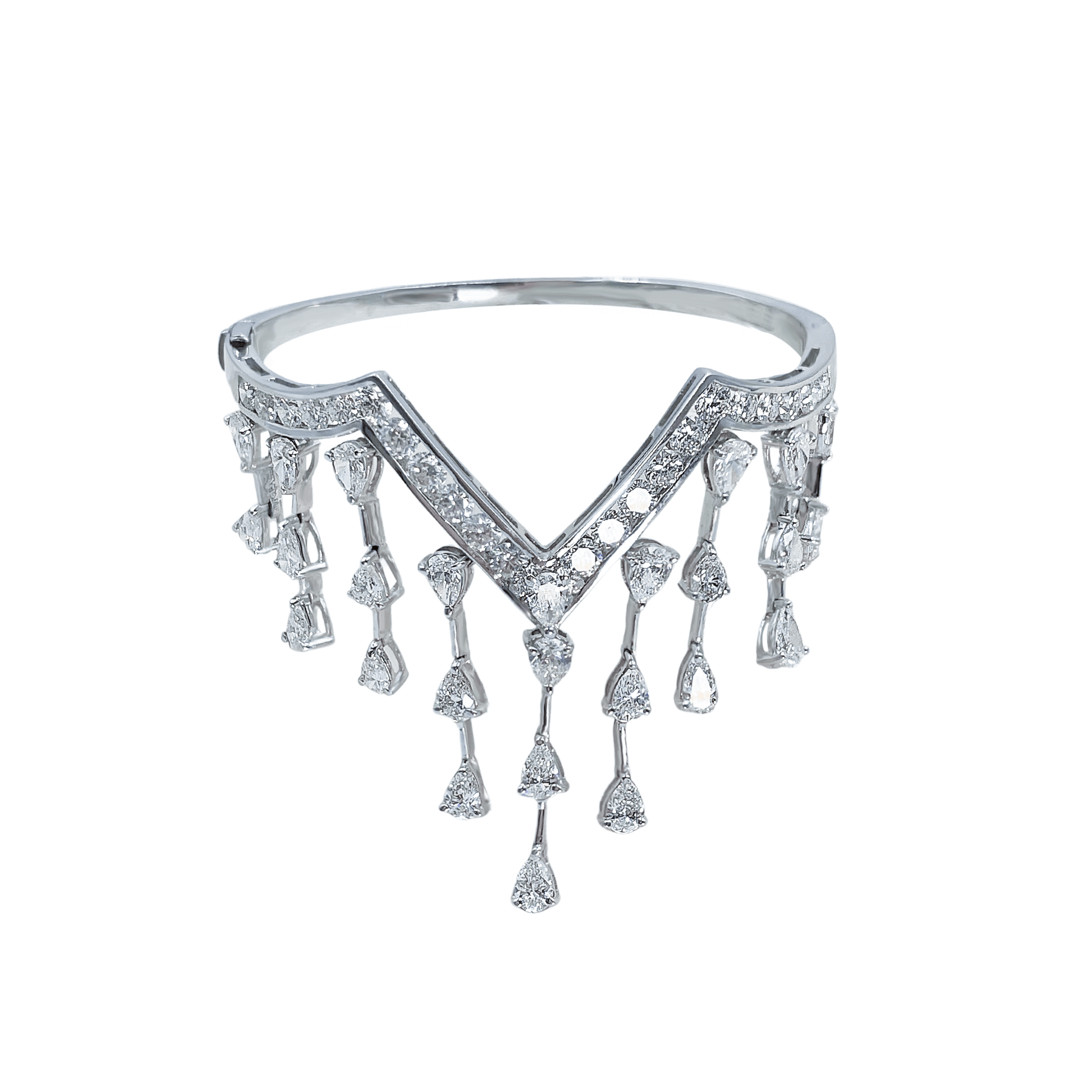 Hanging Pear Bracelet with Round Diamonds - إسورة - Luxury Diamond Jewelry shop Dubai - SABA DIAMONDS