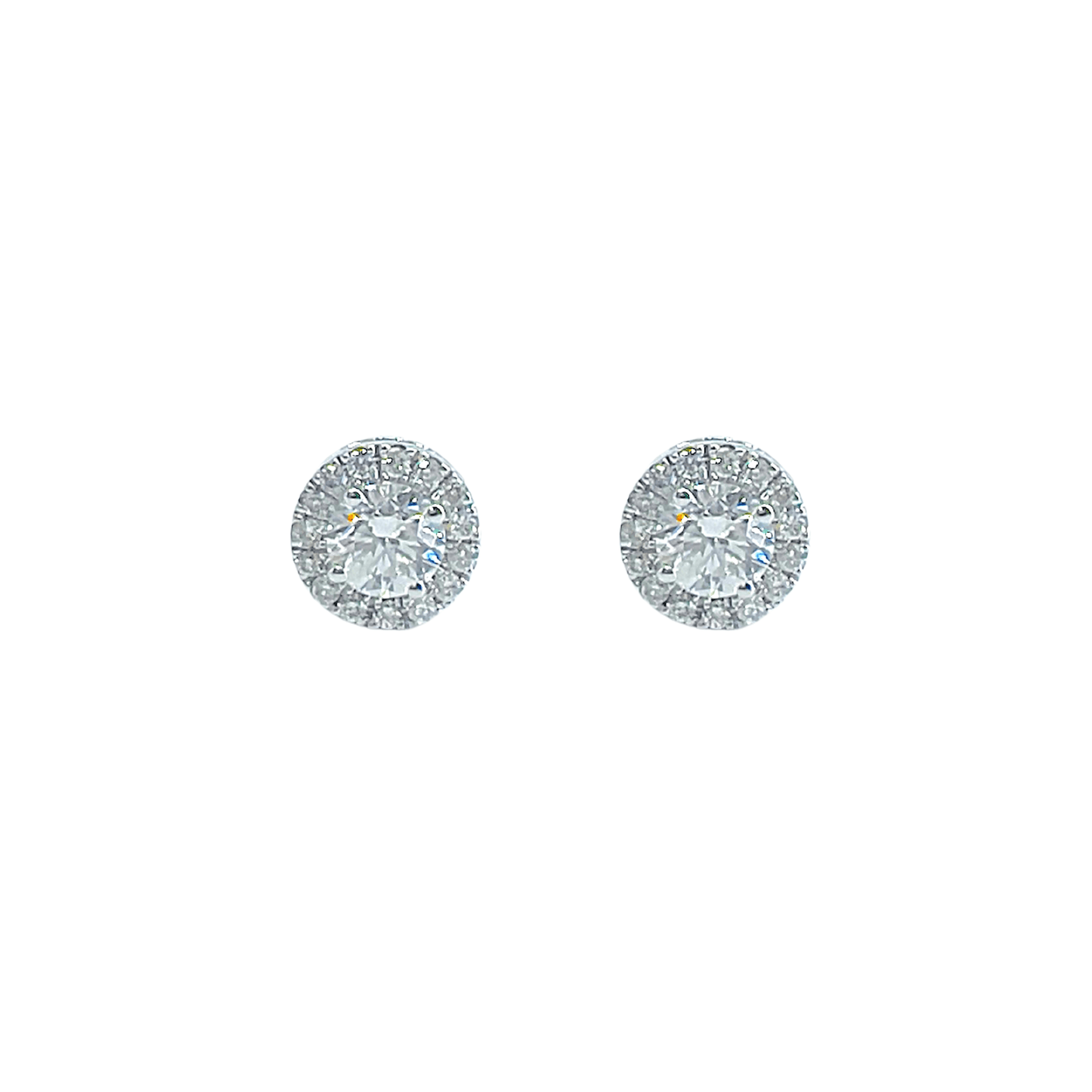 0.8 TCW Round Brilliant Halo Studs - أقراط - Luxury Diamond Jewelry shop Dubai - SABA DIAMONDS