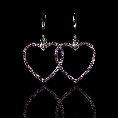 18k Gold and Ruby Heart Shaped Earrings - saba diamonds