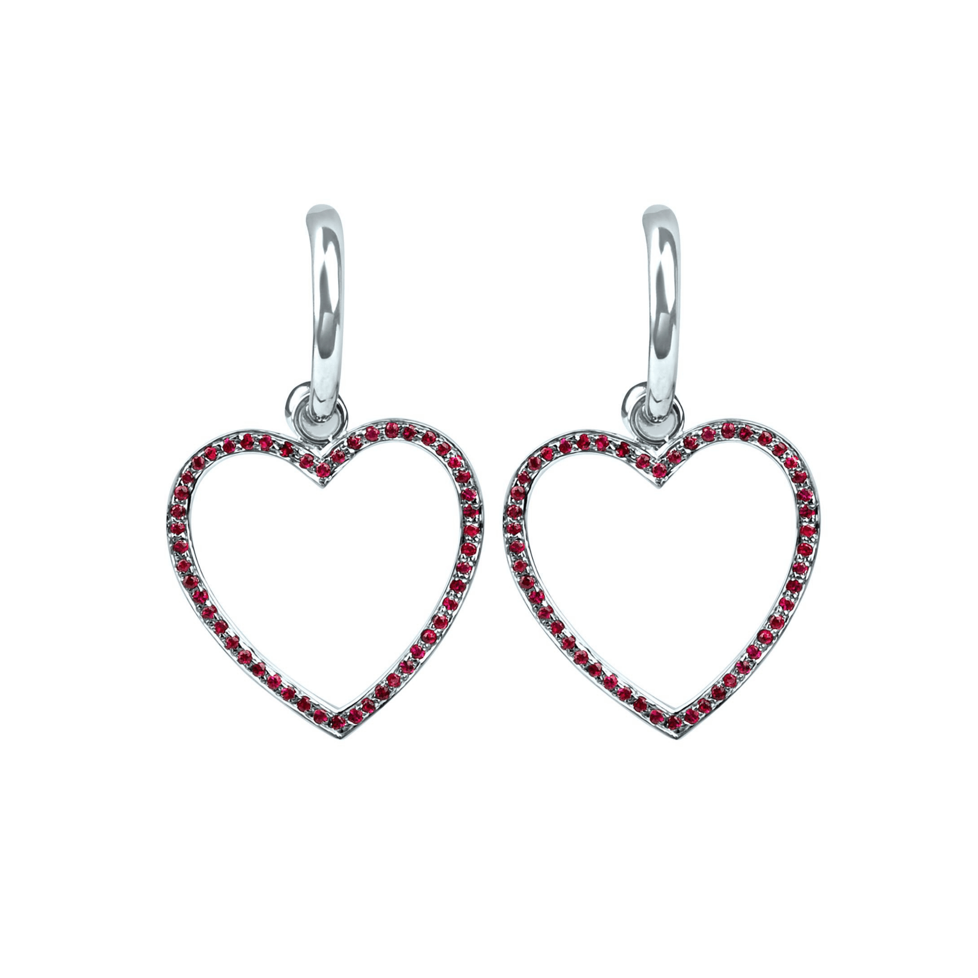 18k Gold and Ruby Heart Shaped Earrings - أقراط - Luxury Diamond Jewelry shop Dubai - SABA DIAMONDS
