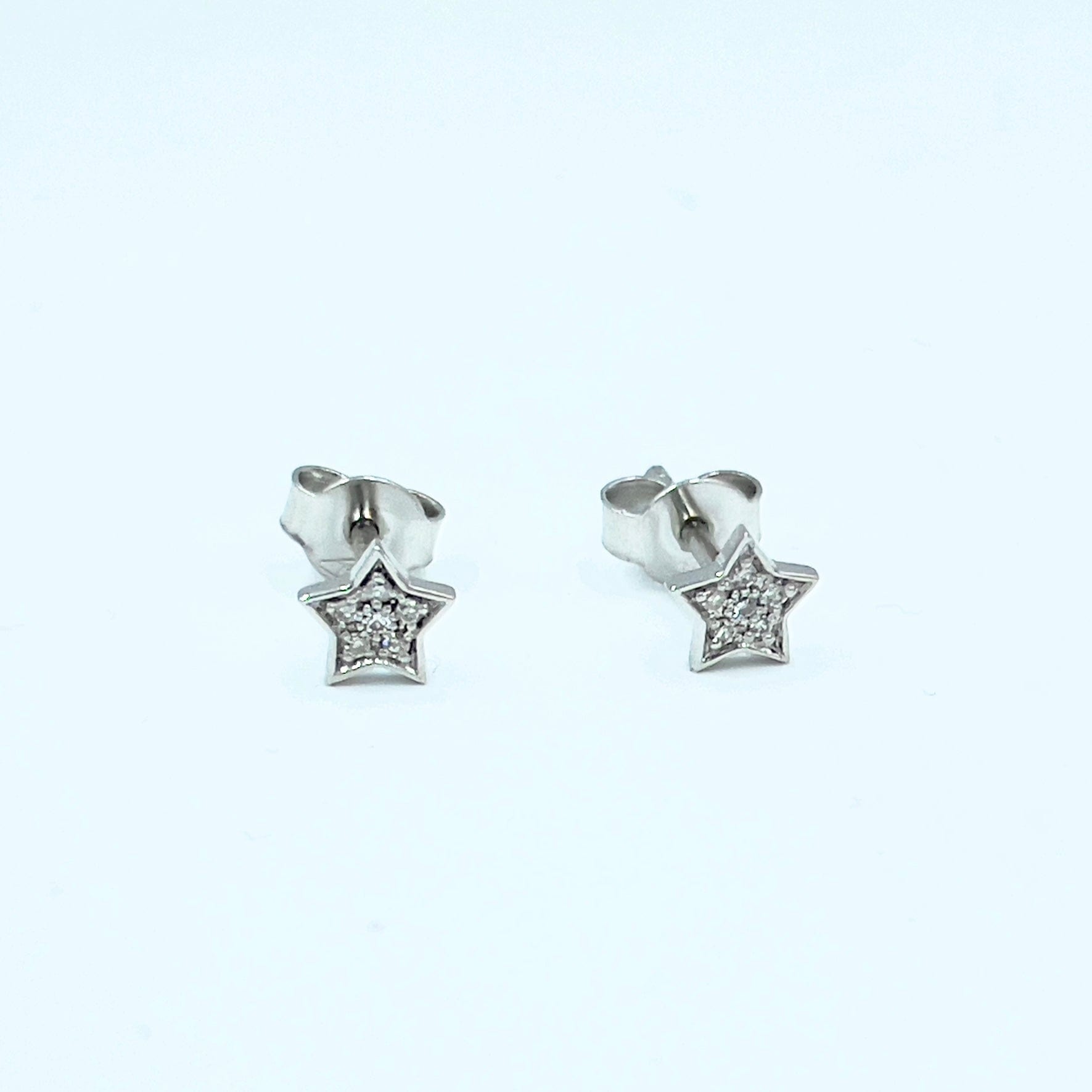 18k white gold and diamond star studs chanel setting - أقراط