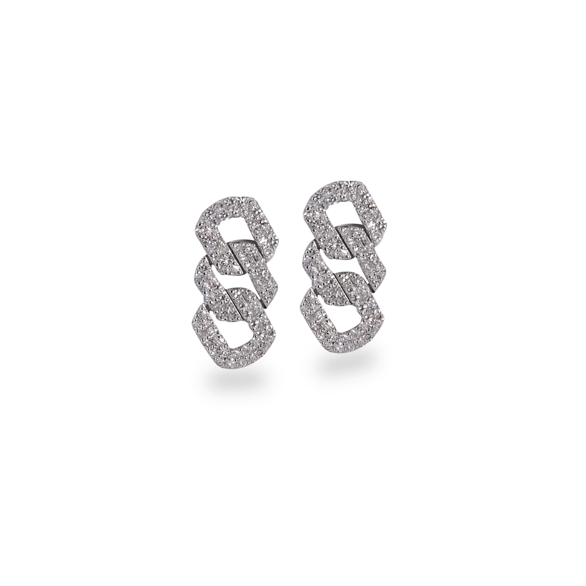 18k white gold modern cuban earrings 2.85g 0.58ct - أقراط - Luxury Diamond Jewelry shop Dubai - SABA DIAMONDS
