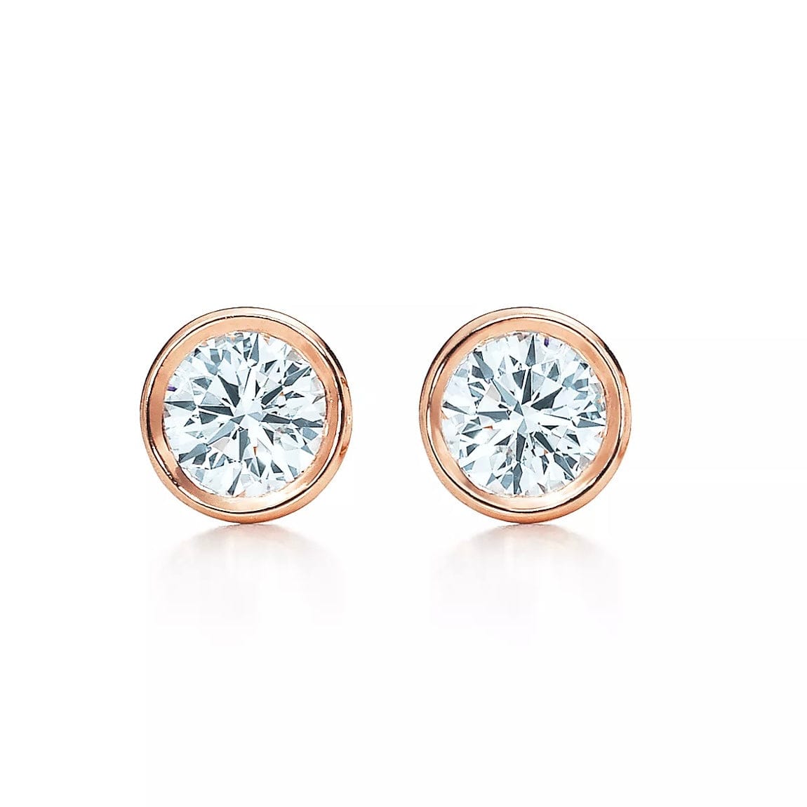 Rose Gold Petite Bezel Set Diamond Studs  New York Jewelers Chicago