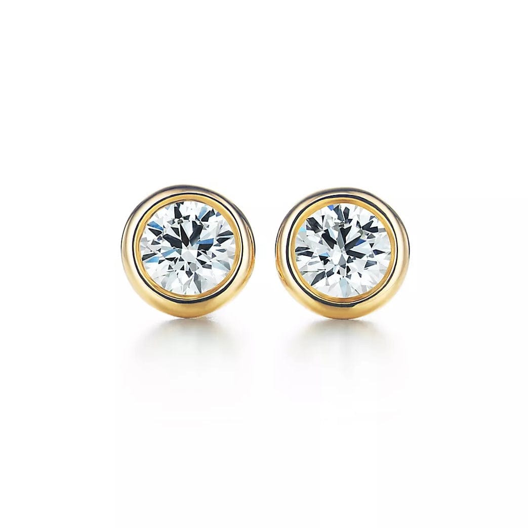Bezel Stud Earrings in Yellow Gold - Large - أقراط - Luxury Diamond Jewelry shop Dubai - SABA DIAMONDS