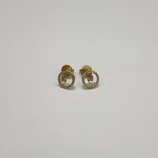 Gold And Diamond Earring dancing diamond in centre