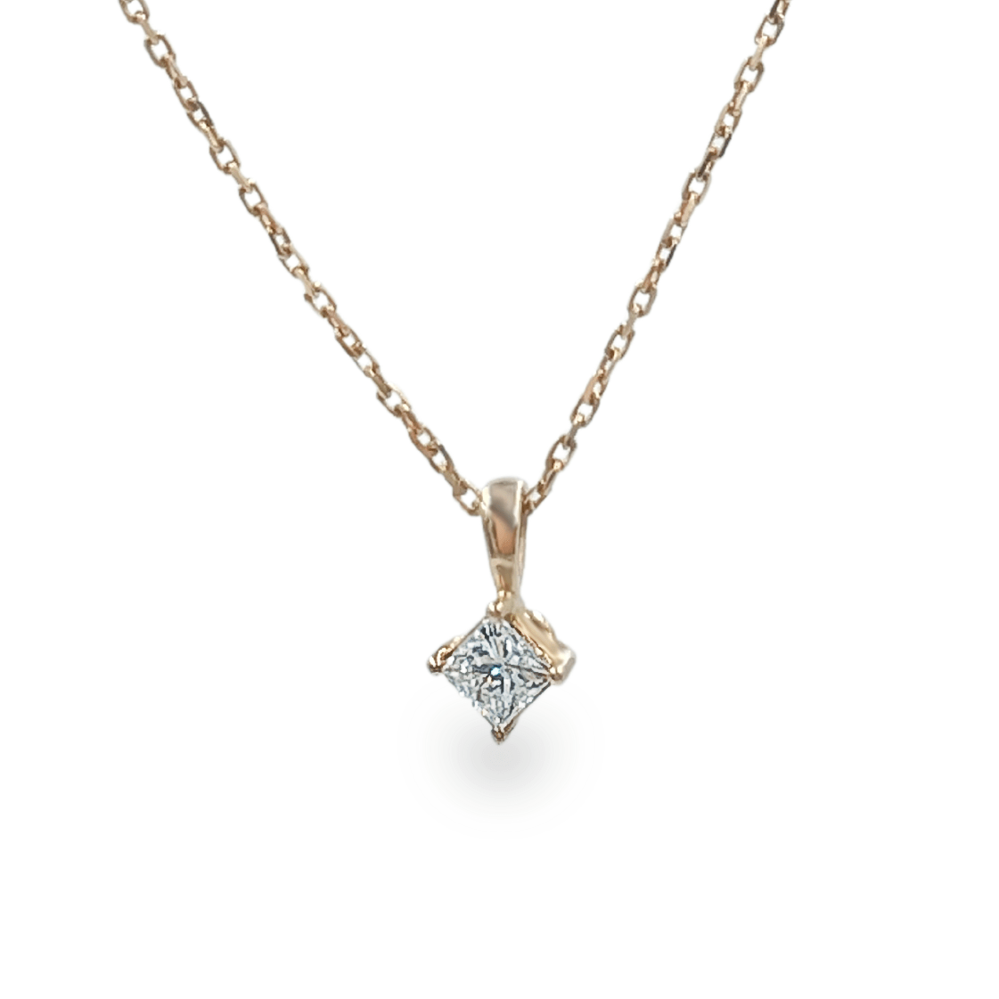 0.29 Ctw Princess Cut Diamond Rose Gold Pendant - قلادة - Luxury Diamond Jewelry shop Dubai - SABA DIAMONDS