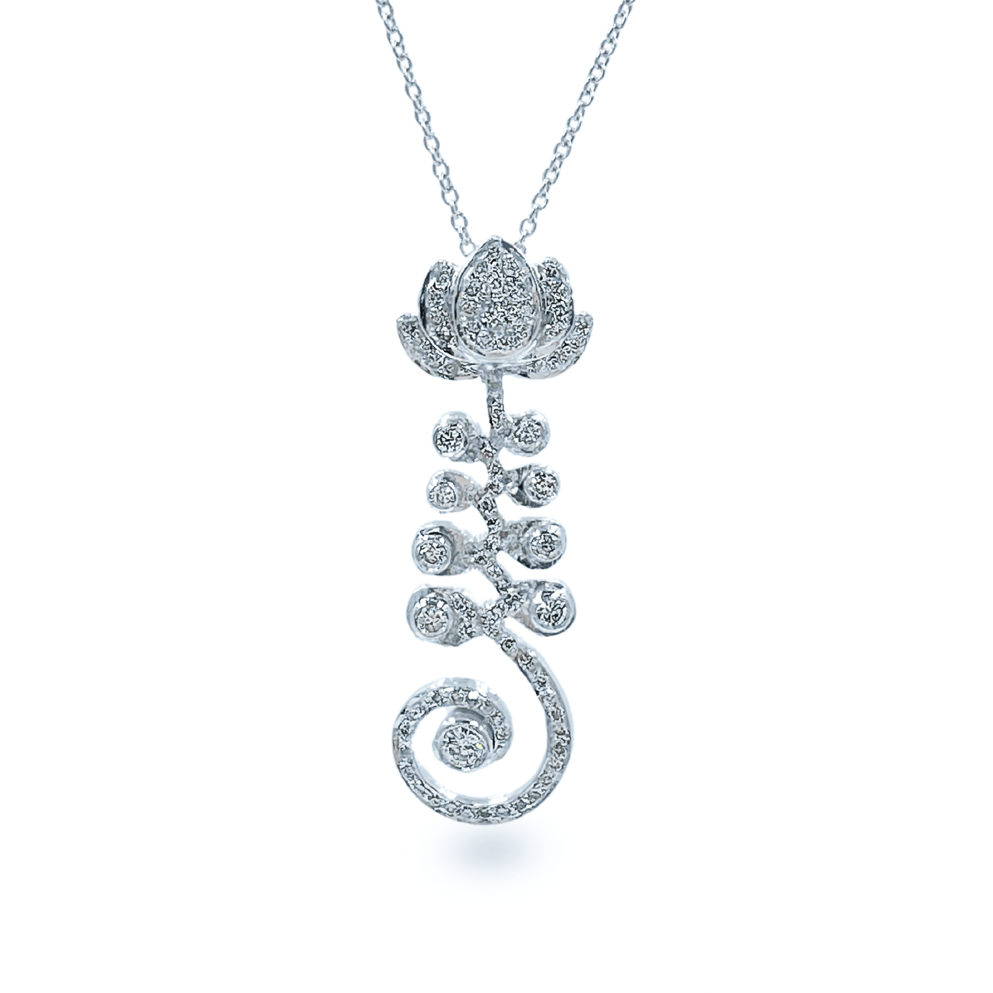 0.62 ctw Lotus Pendant - قلادة - Luxury Diamond Jewelry shop Dubai - SABA DIAMONDS