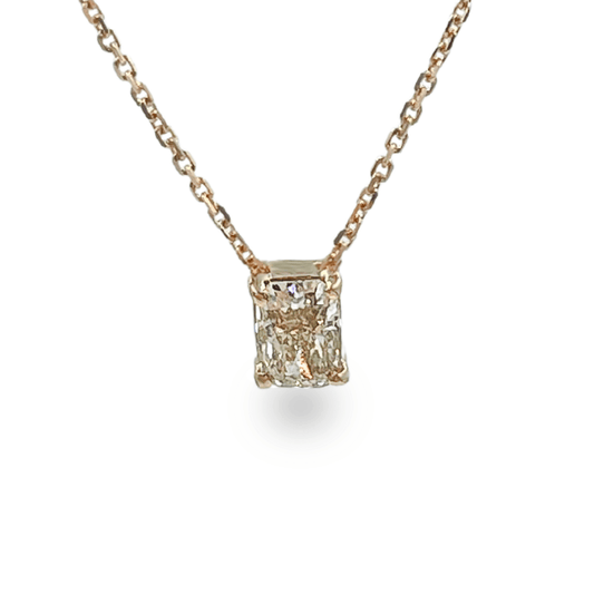 1.03 ct cushion cut brown diamond solitaire pendant in rose gold - قلادة - Luxury Diamond Jewelry shop Dubai - SABA DIAMONDS