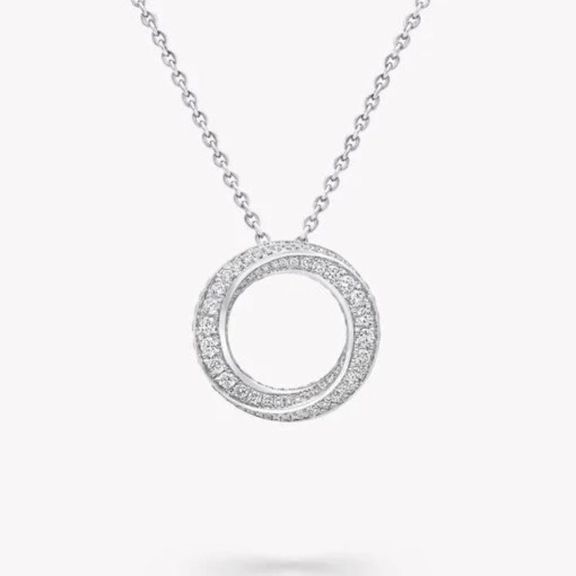 Twirling Pave Diamond Pendant in White - قلادة - Luxury Diamond Jewelry shop Dubai - SABA DIAMONDS
