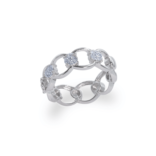 18k white gold cluster ring 4.18g 0.25ct - جرس - Luxury Diamond Jewelry shop Dubai - SABA DIAMONDS