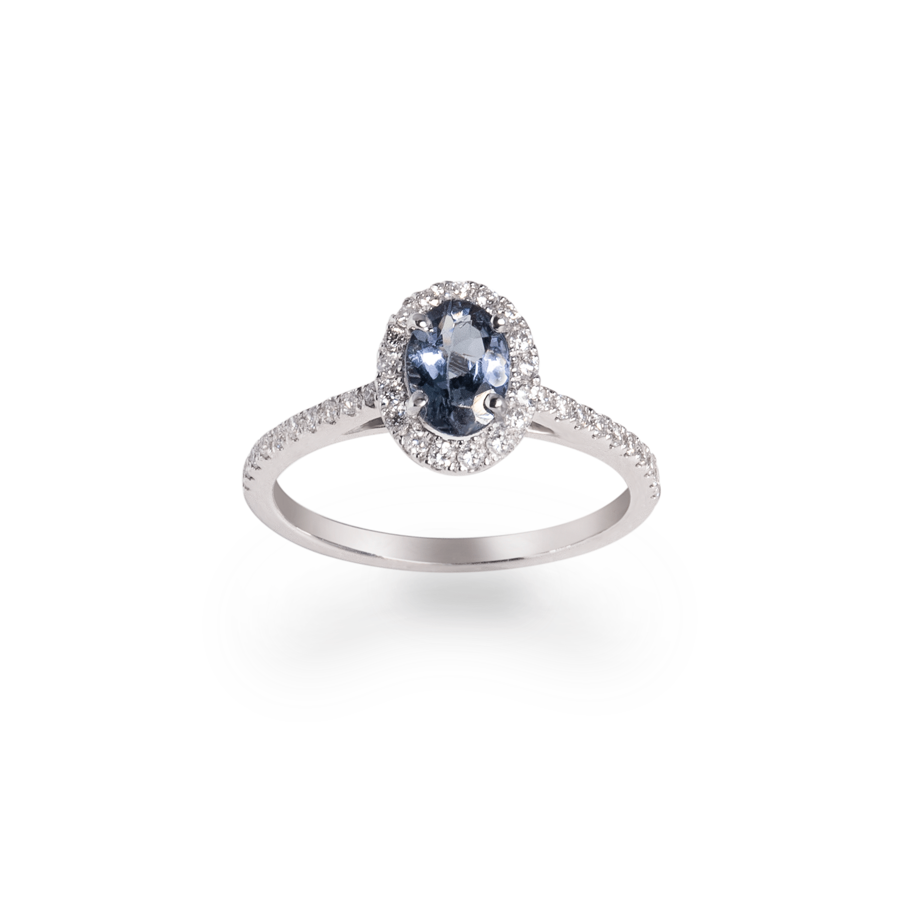 Chameleon tanzanite ring with diamond halo - جرس - Luxury Diamond Jewelry shop Dubai - SABA DIAMONDS