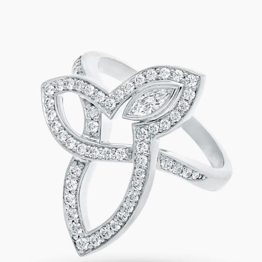 Flower & Marquise Ring in White Gold- جرس - Luxury Diamond Jewelry shop Dubai - SABA DIAMONDS