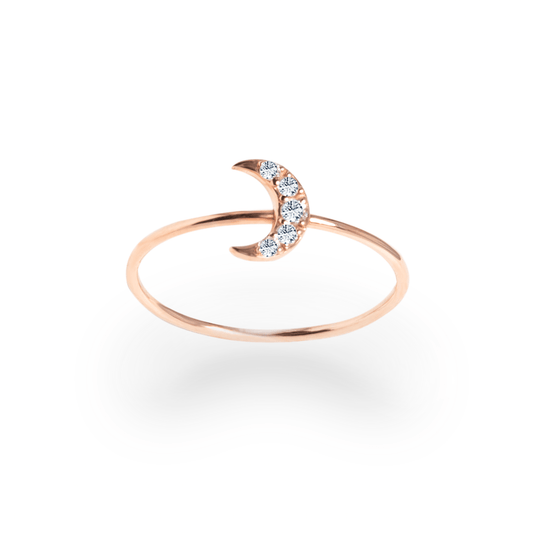 Moon Mini Ring in Rose Gold - أقراط - Luxury Diamond Jewelry shop Dubai - SABA DIAMONDS