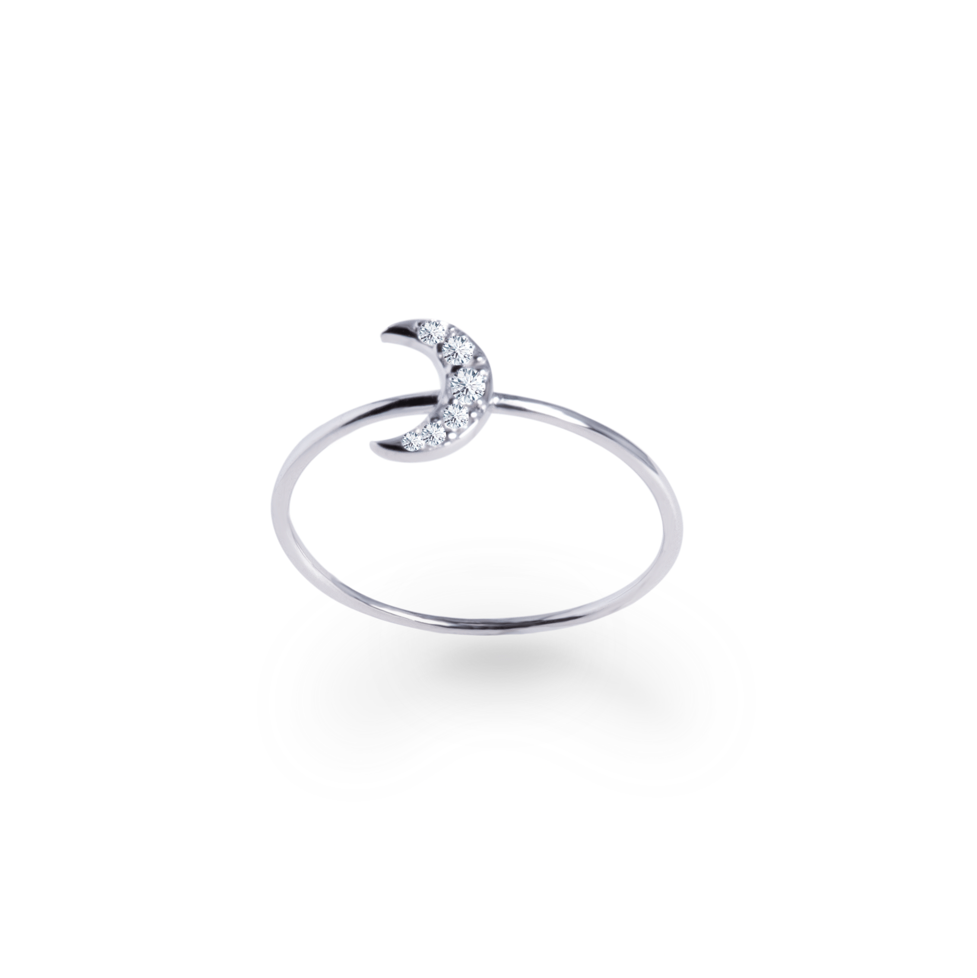 Moon Mini Ring in White Gold- جرس - Luxury Diamond Jewelry shop Dubai - SABA DIAMONDS