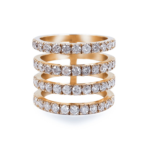 Rose Gold Four Row Half Eternity Ring- جرس - Luxury Diamond Jewelry shop Dubai - SABA DIAMONDS