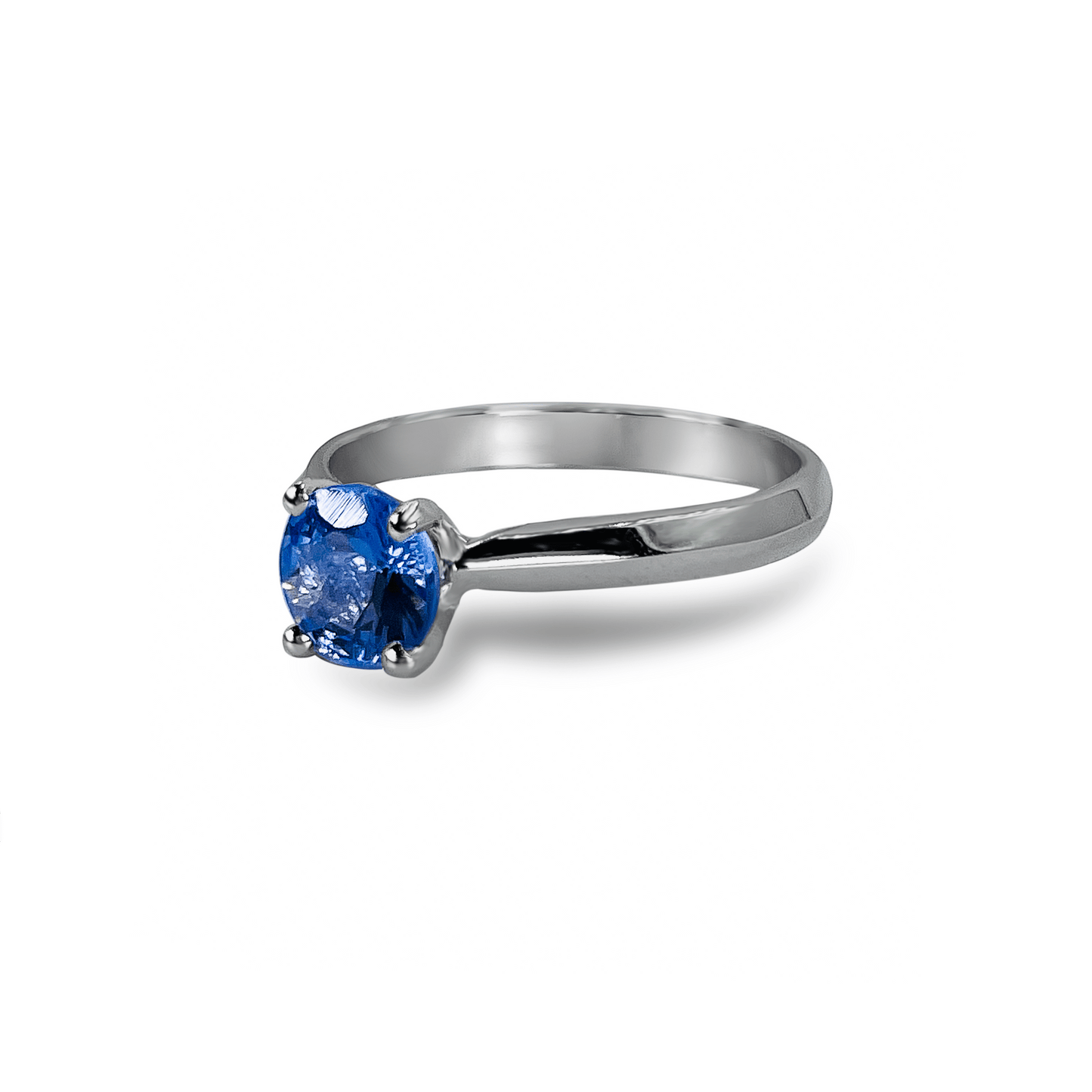Round Blue Tanzanite 18k White Gold Ring- جرس - Luxury Diamond Jewelry shop Dubai - SABA DIAMONDS