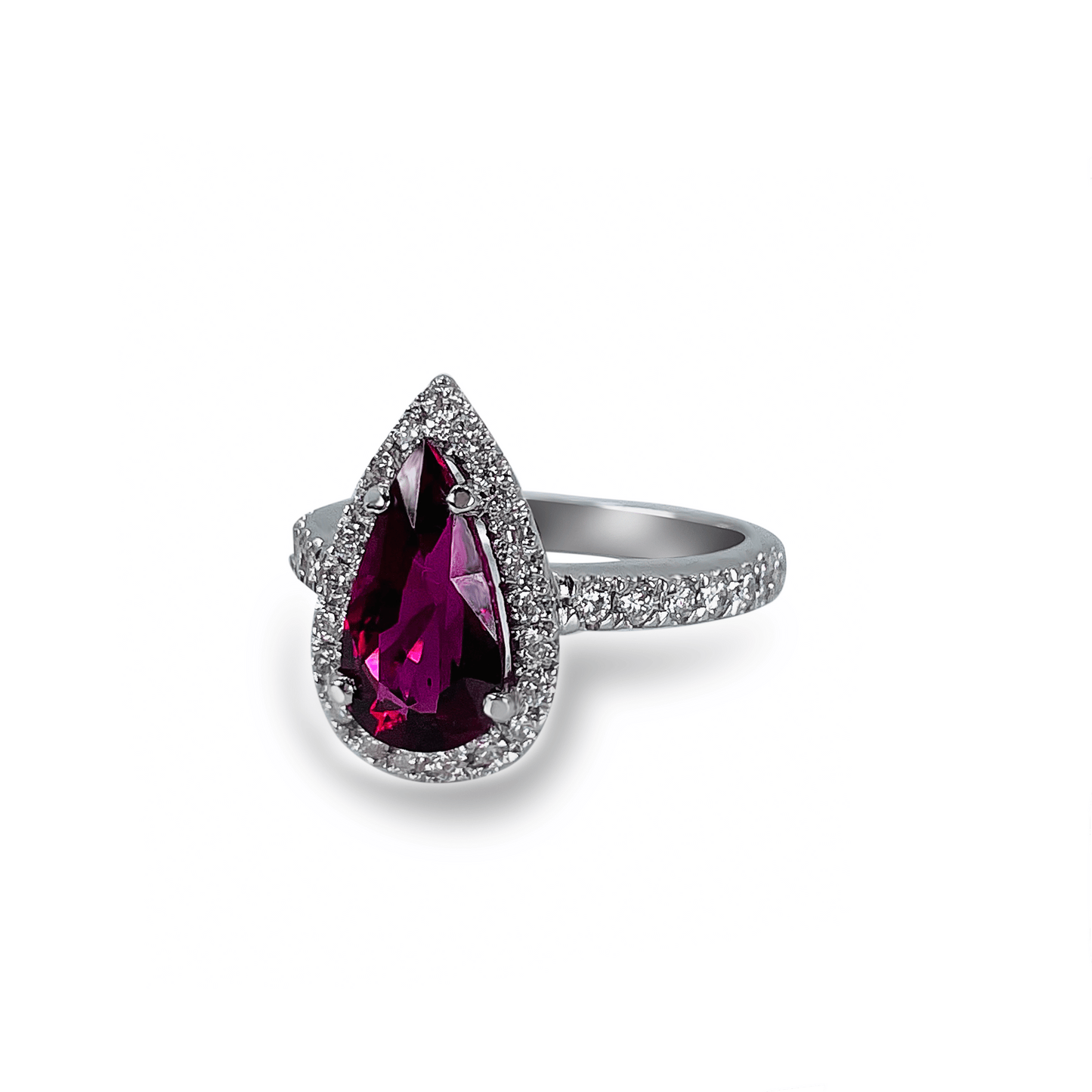 Rubellite with Diamond Halo Ring- جرس - Luxury Diamond Jewelry shop Dubai - SABA DIAMONDS