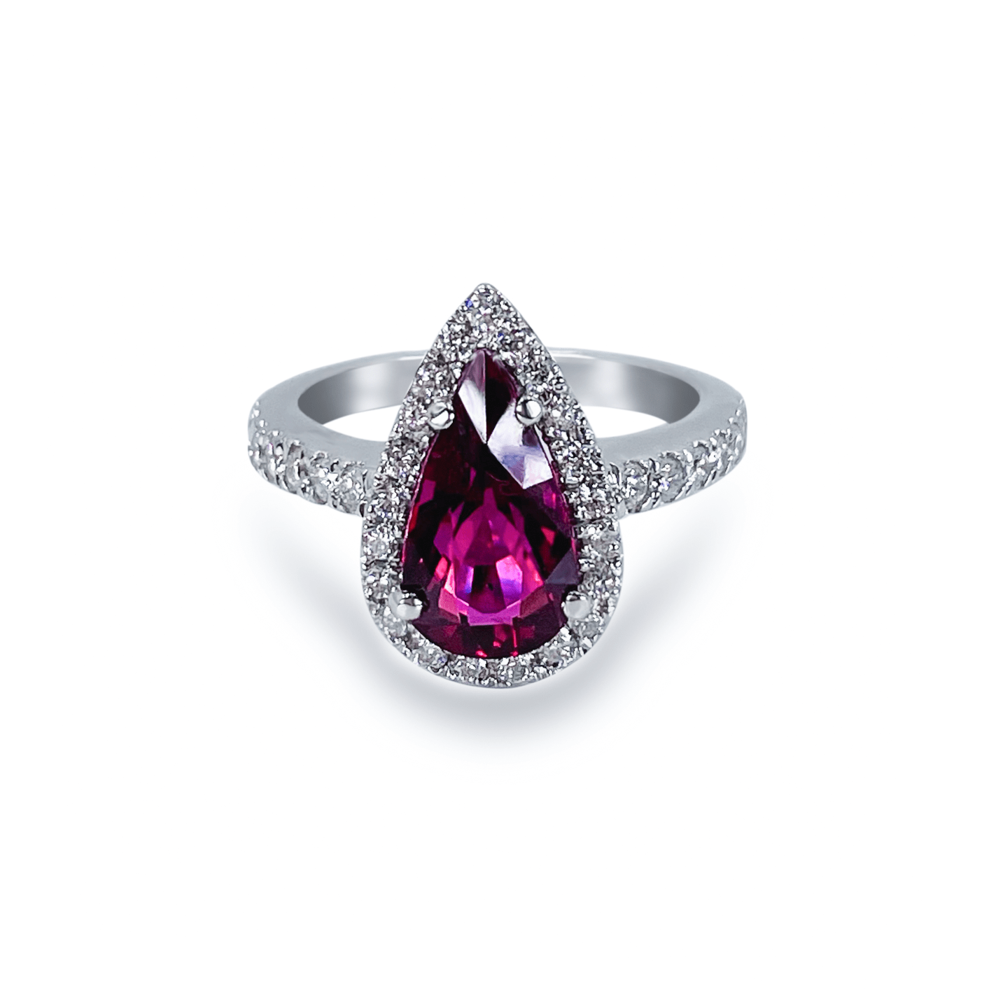 Rubellite with Diamond Halo Ring- جرس - Luxury Diamond Jewelry shop Dubai - SABA DIAMONDS