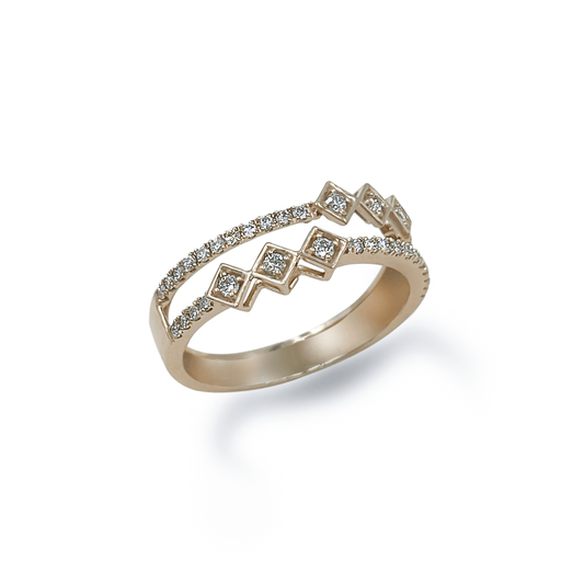 Scintillation Double Band Diamond Ring In Rose- جرس - Luxury Diamond Jewelry shop Dubai - SABA DIAMONDS