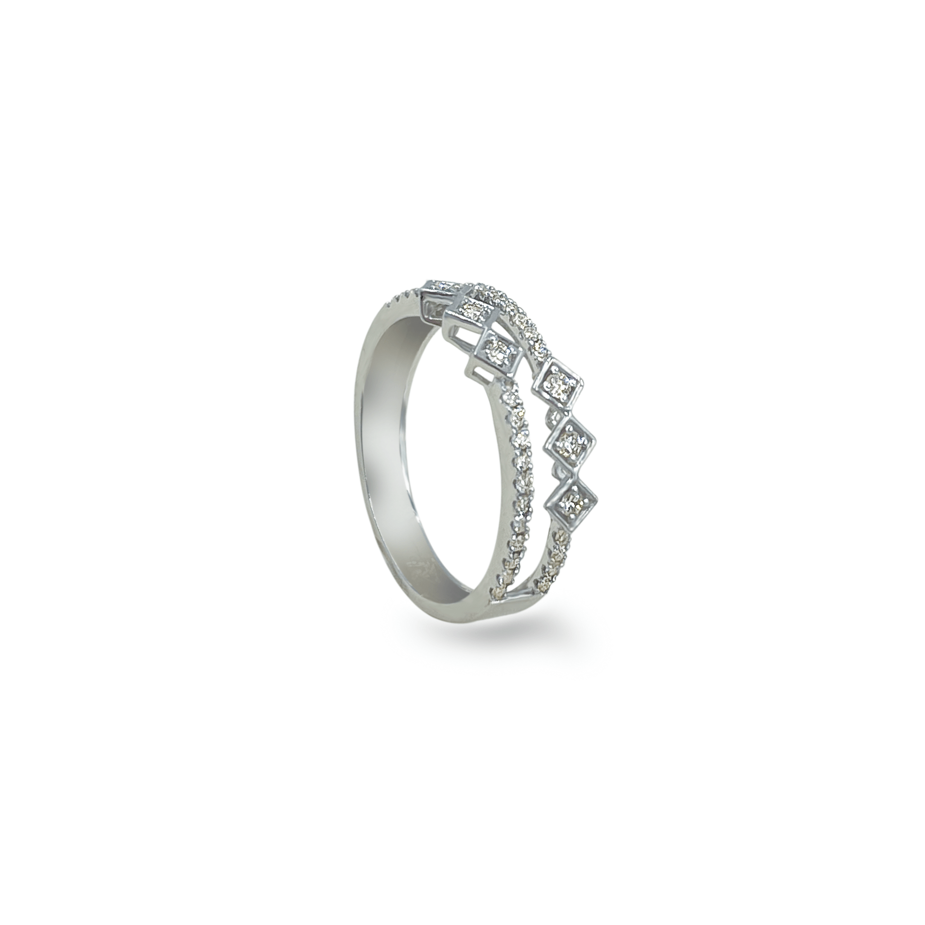 Scintillation Double Band Diamond Ring In White- جرس - Luxury Diamond Jewelry shop Dubai - SABA DIAMONDS
